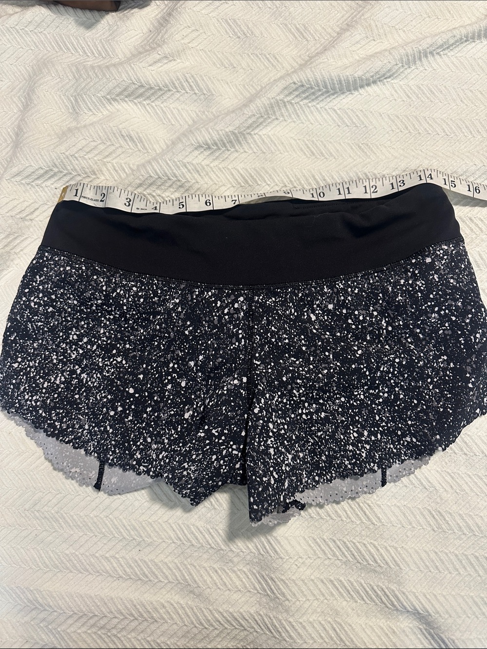Lululemon detailed hem Black & White Speckled Athletic Shorts